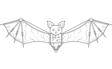 Steampunk Bat Coloring Page